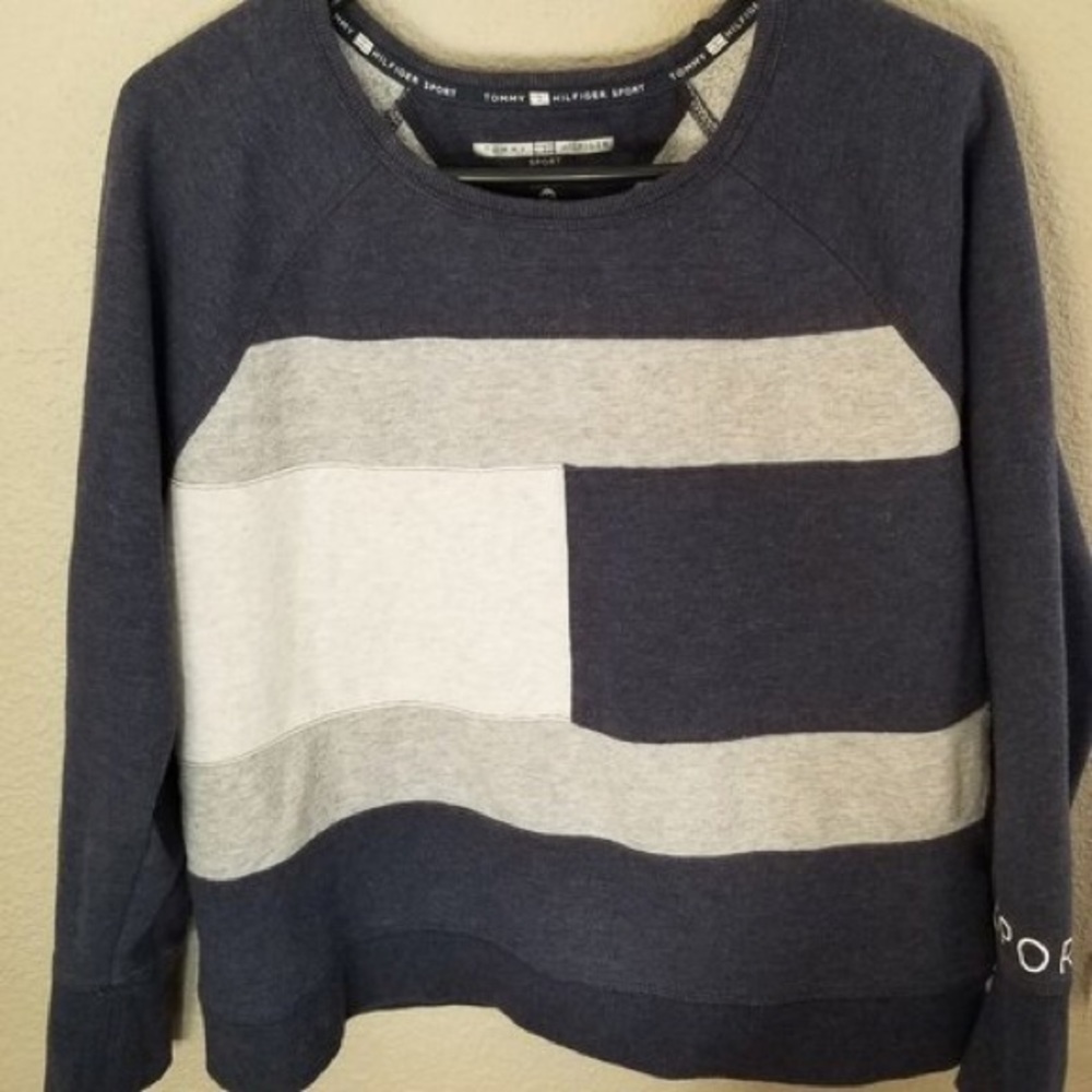 Tommy Hilfiger sport sweater blue grey and white